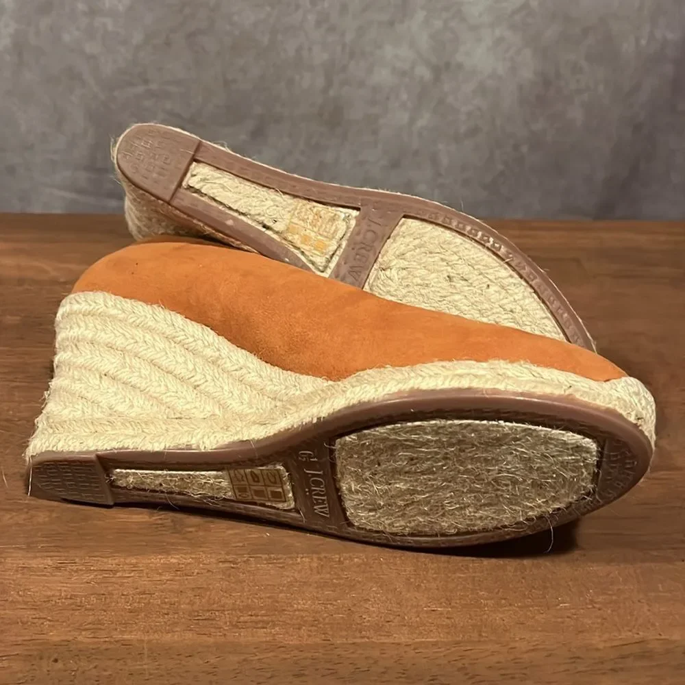 J Crew Espadrille Orange Wedge Heels size 6.5